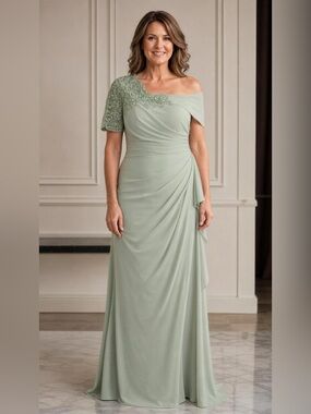Ryanth One Shoulder Mother of The Bride Chiffon Dresses - Size 10 NWT